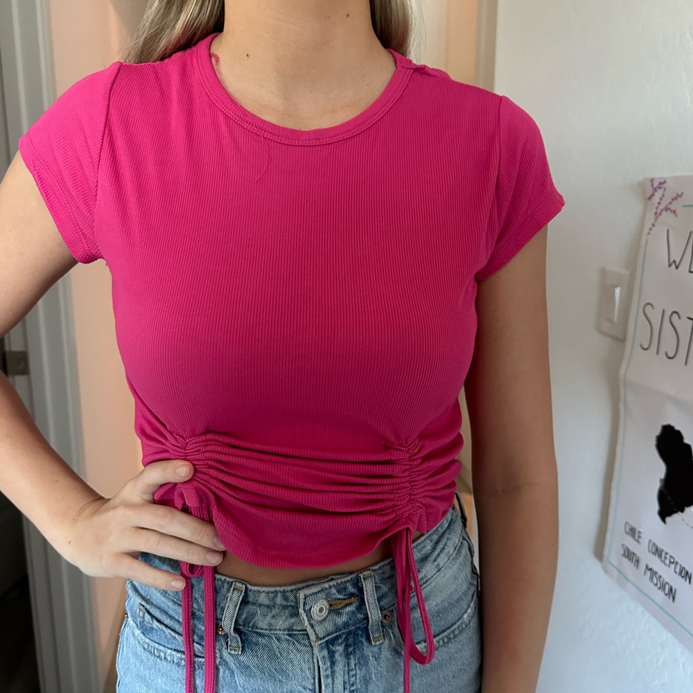 Eye Candy Fuchsia Ruched Crop Top